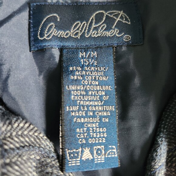Arnold Palmer Shirt Mens Med Grey & Blue Plaid Long Sleeve Soft Flannel Vintage - Picture 3 of 7